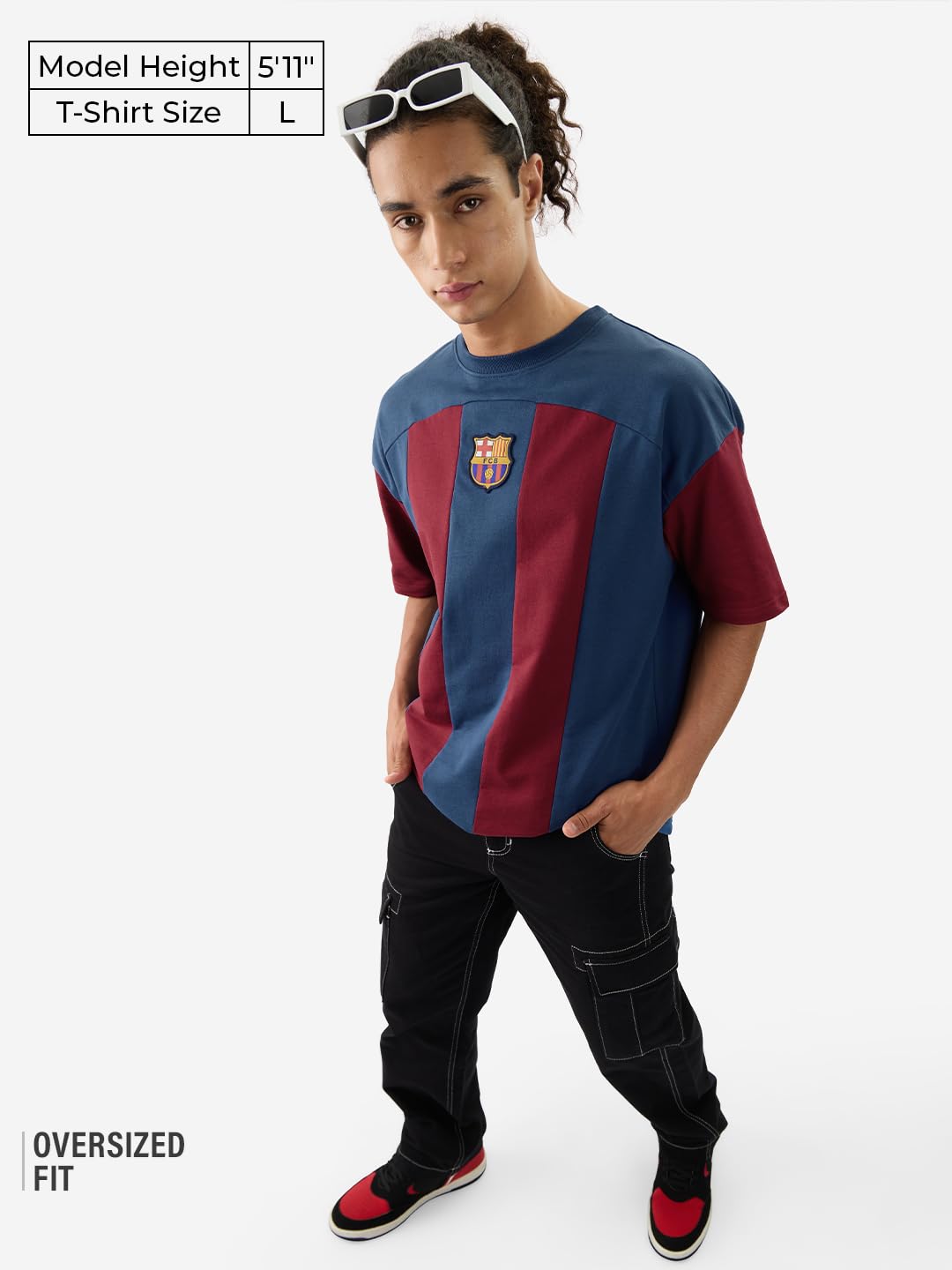 The Souled Store Official FCB : Matchday Mens and Boys Oversize Fit Half Sleeves Cotton T-Shirt