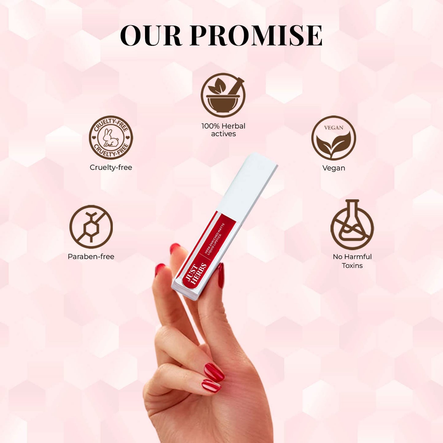 Just Herbs Ayurvedic Liquid Lipstick Kit Set of 5 with Long Lasting Matte Finish, Hydrating & Lightweight Lip Colour, Deeps & Reds - Paraben & Silicon Free - 5 ml (Pack of 2)