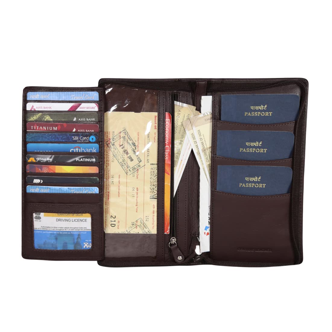 RAI SAHAB Genuine Leather Brown Passport Holder for Men and Women (3857DB23)