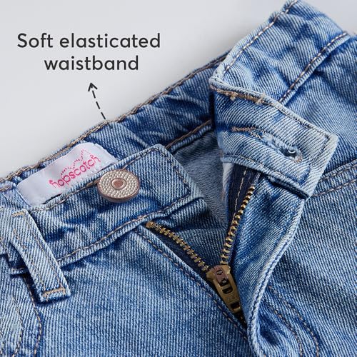 Hopscotch Girls Cotton Cargo Jeans in Blue Color for Age (4-5 Years)