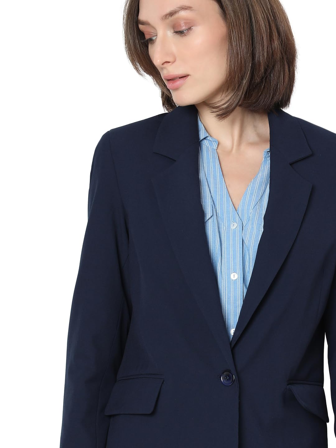 VERO MODA Womens Regular Fit Navy Blue Blazer