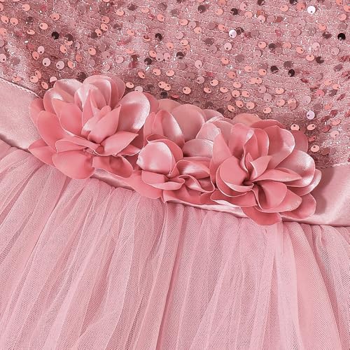 Hopscotch Hoscotch Girls Embellished Pink Full Sleeves Gowns for Ages (6-8 Years)