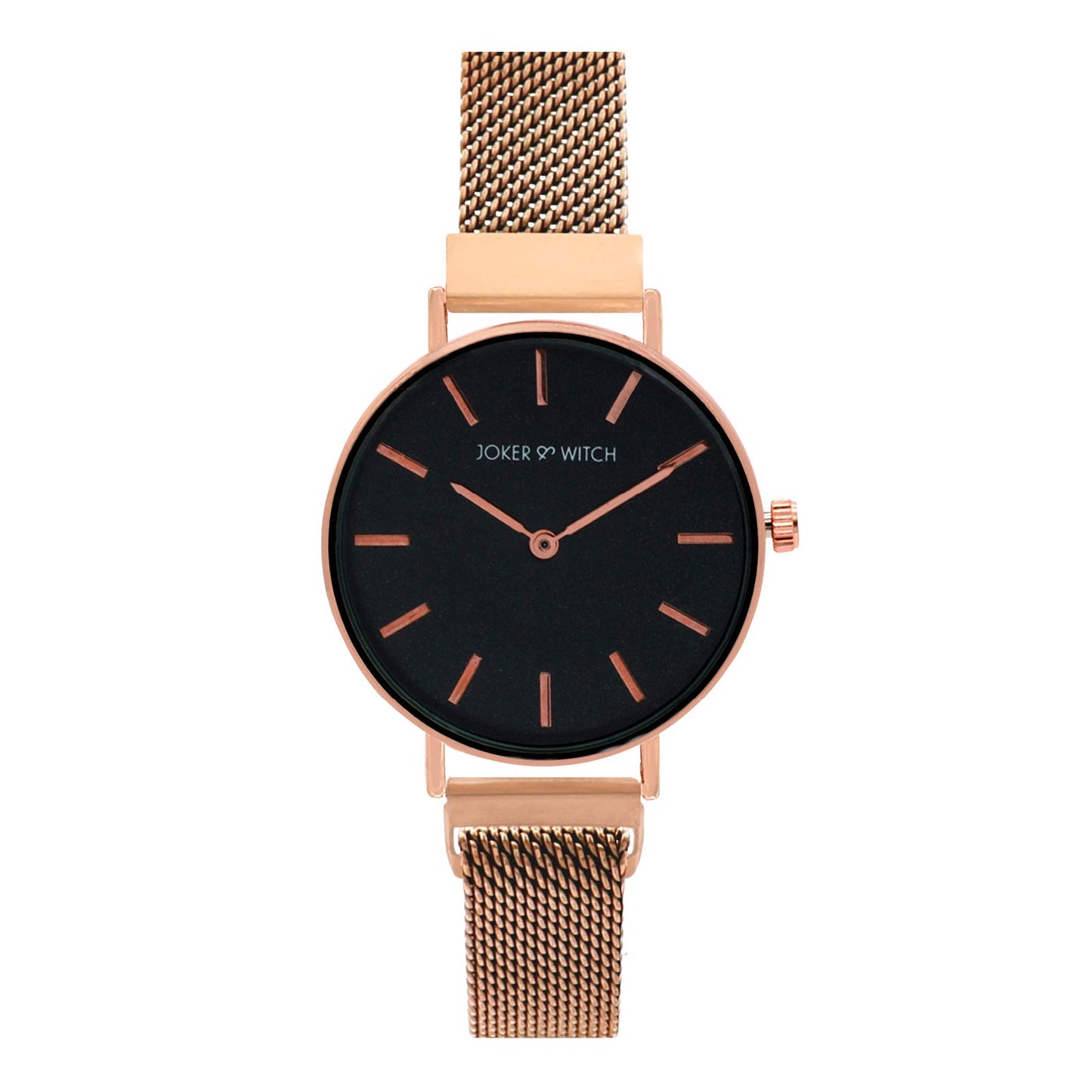 Joker & Witch Natalie Black Dial 14mm Rose Gold Stainless Steel Watch for Women