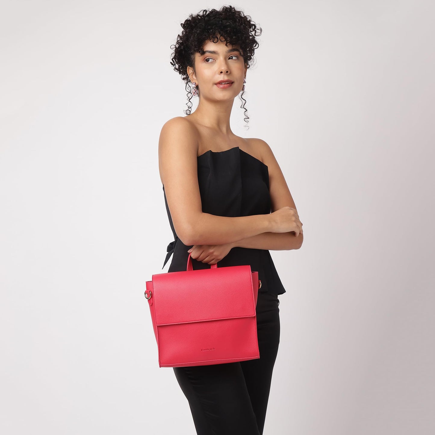 Fastrack College Satchel Bag for Women | Stylish Bag for Girls, Ladies, Women | Everyday Satchel for College, Work Made of Faux Leather (Pink Flash)