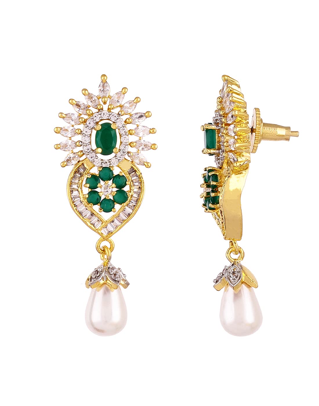 Real Natural Fresh Water Pearls Set For Women Girls (Green)