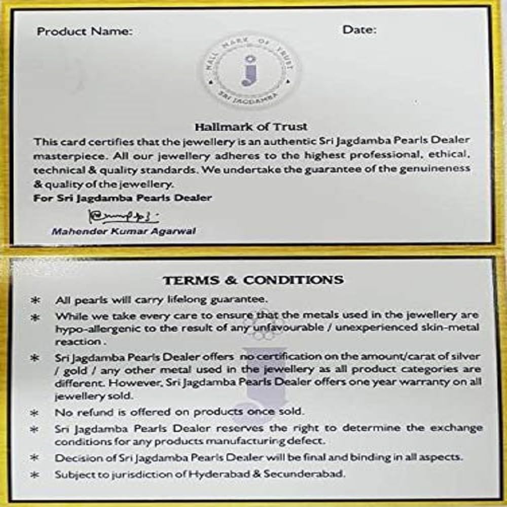 Sri Jagdamba Pearls Dealer 3 String White Pearl Set for Women | Necklace Set for Women and Girls With Certificate of Authenticity