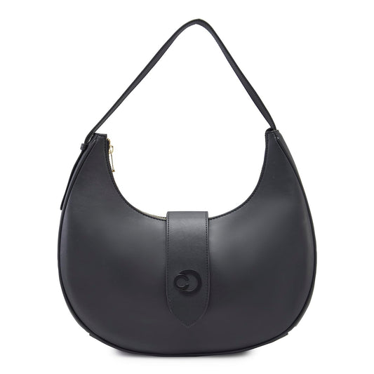 Caprese Celia Hobo, Black-Large | Solid Designed Shoulder Bag for Women | Spacious Compartment | Perfect for Casual & Daily Use