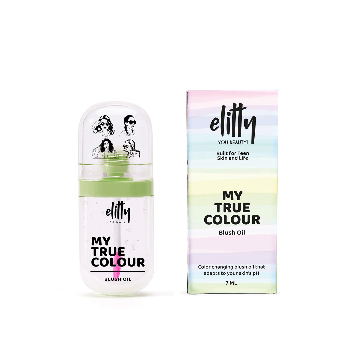 Elitty pH-Adaptive Lip and Cheek Blush Oil - Enriched With Vitamin E (7ml) for Effortlessly Radiant Lip and Cheeks.