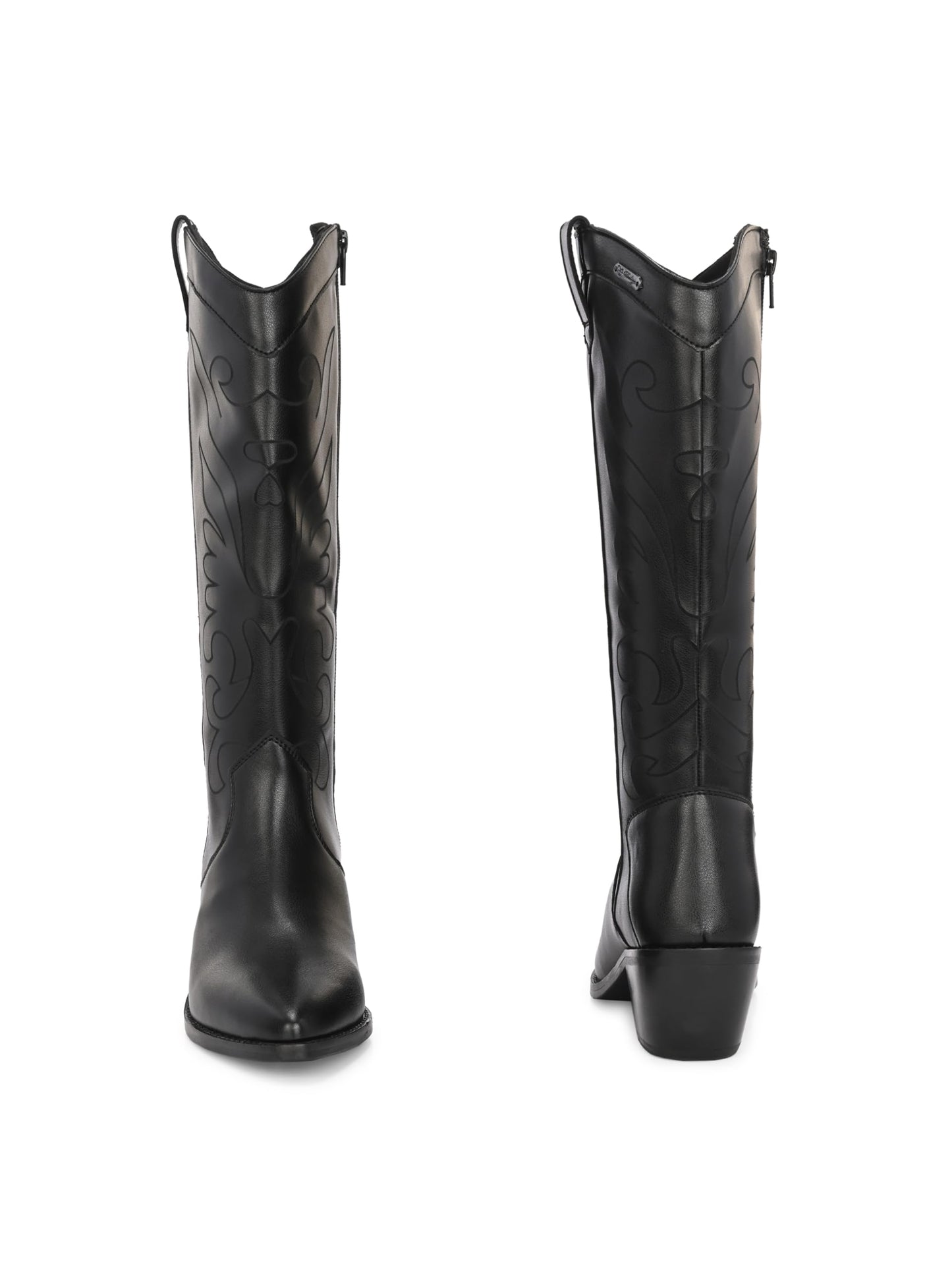 Delize Black Women Knee ankle boots with track outsole 64663-40