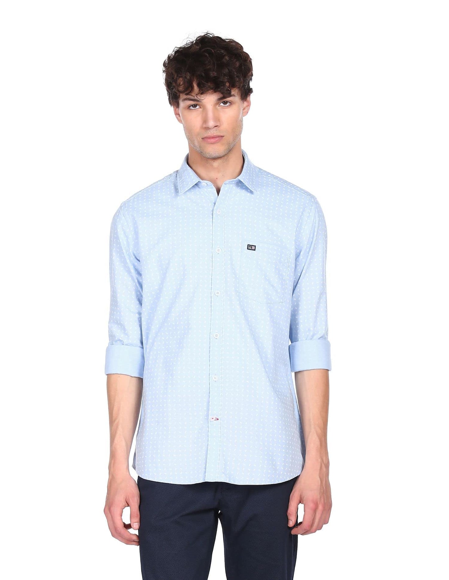 Arrow Men's Slim Shirt (ASACSH4014_Light Blue 38)