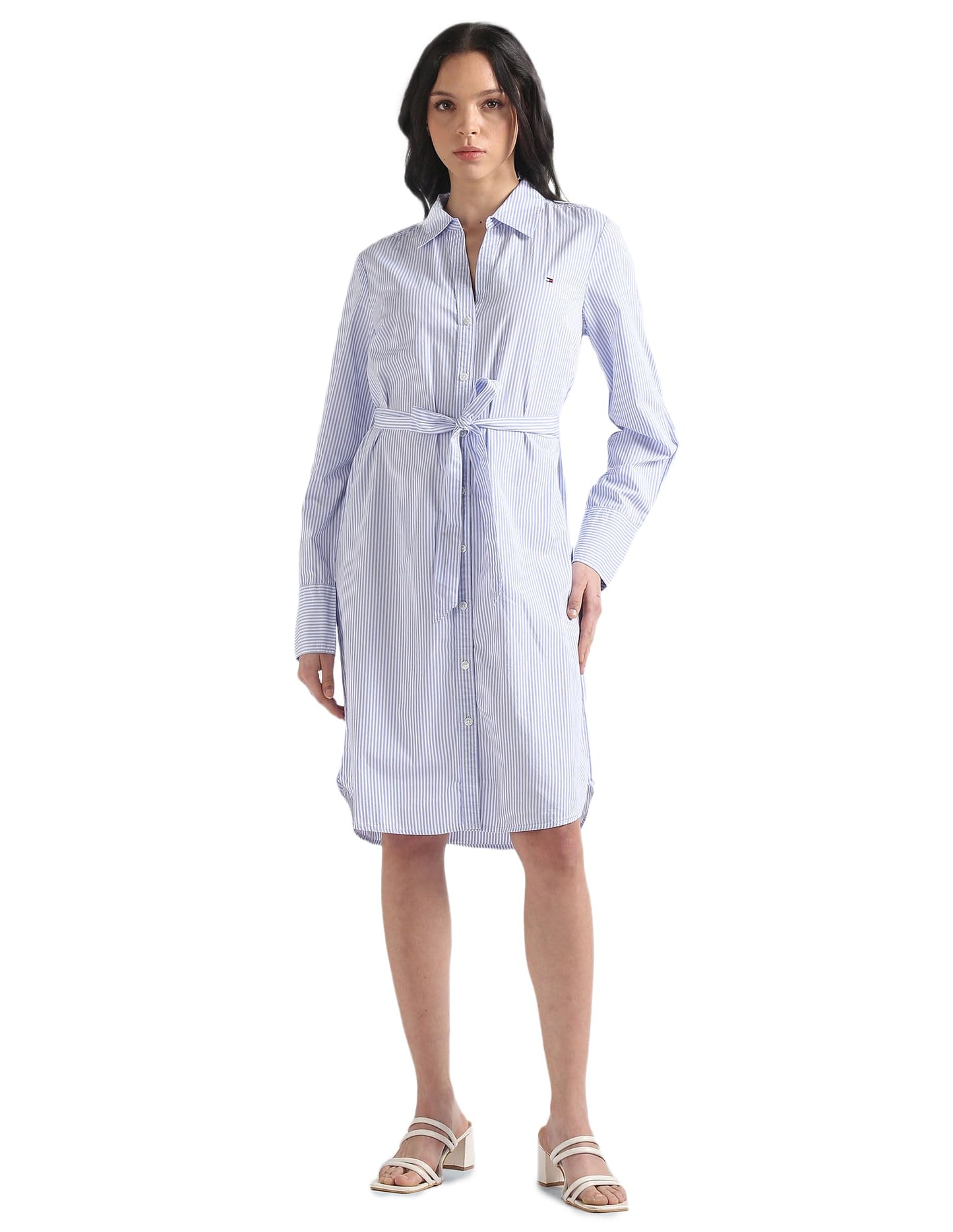 Tommy Hilfiger Women's Cotton Shirt Above The Knee Dress (S24HWDR036_White_2XL)