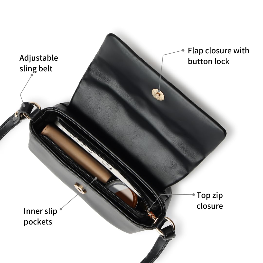 Fastrack Cloud Quilt Sling Bag for Women| Faux Leather Sling With Secure Flap Closure | Stylish Mini Bag With Organised Interior | Women's Handbags | Trendy Bags For Girls | Soft Sling Nag for Girl