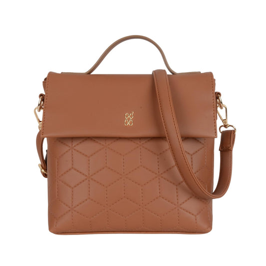 Baggit Women's Tappy Tan Small Sling Bag | Ladies Stylish Casual Cross Body Purse Handbag | | Faux Leather | 6-Month Warranty | Cruelty-Free Material | Made in India