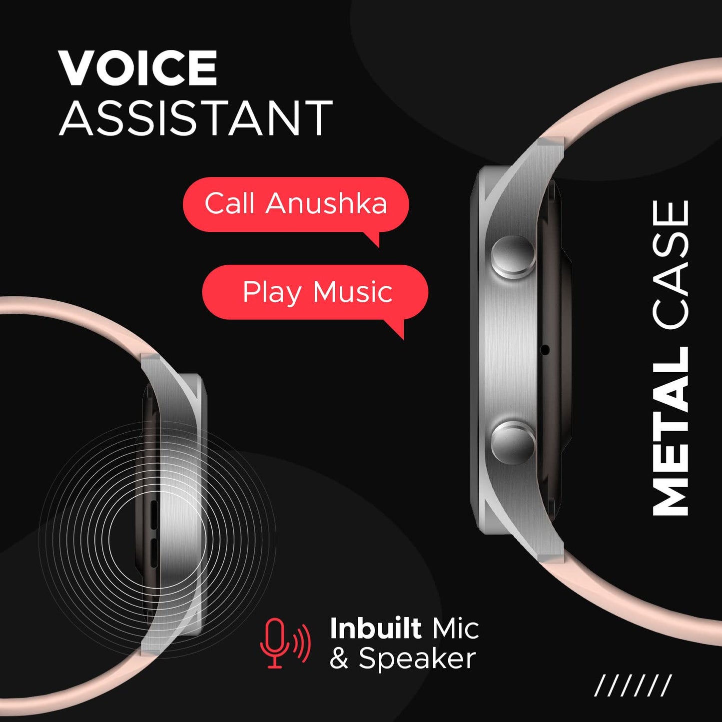 Fire-Boltt Talk 2 Pro Bluetooth Calling Smartwatch, 1.39" TFT Display with Dual Button, Hands On Voice Assistance, 120 Sports Modes, in Built Mic & Speaker (Talk 2, Pink)