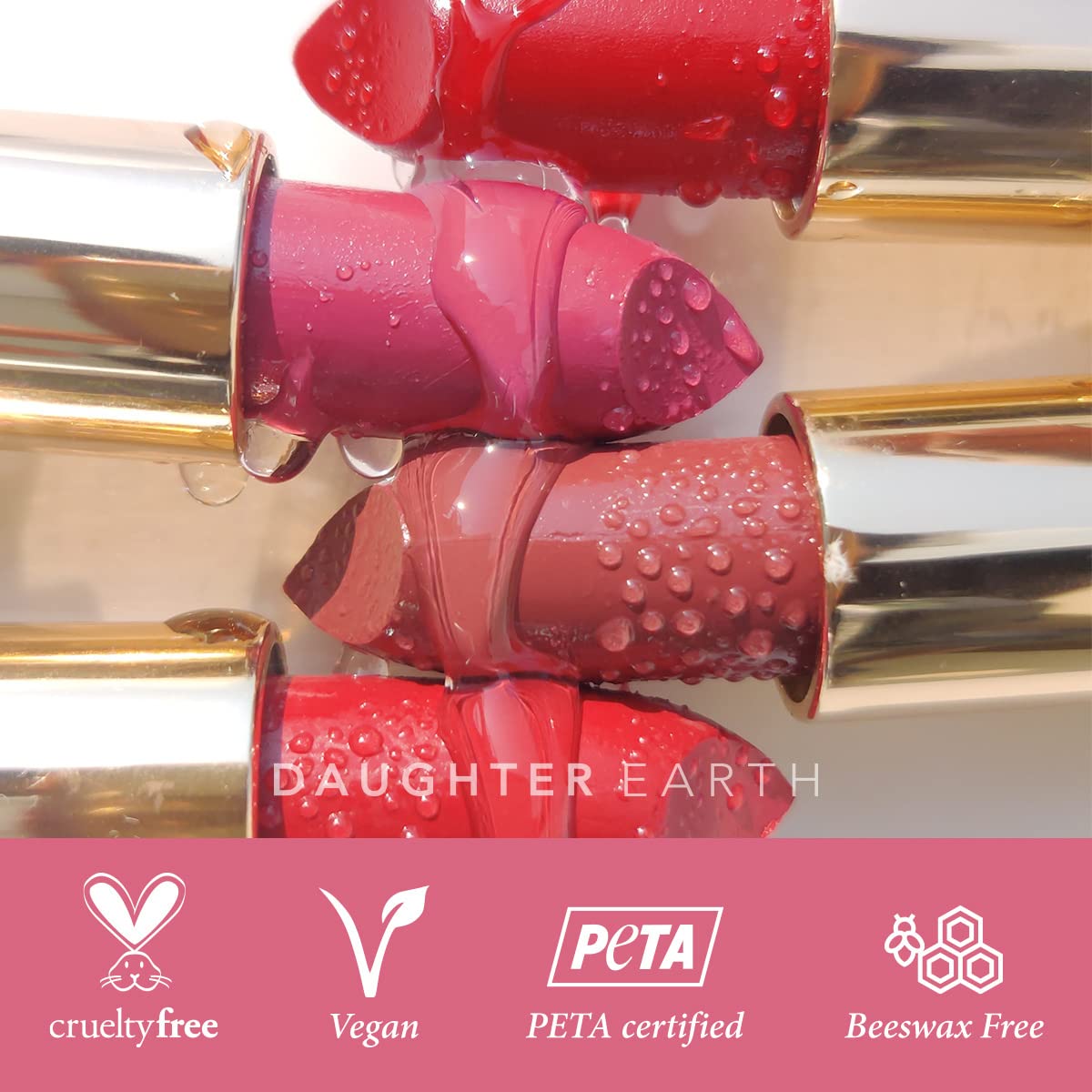 DAUGHTER EARTH Gypsy Rose Natural Lipstick|Vegan Plant Based Highly Pigmented Lip Color|Long Lasting Creamy Velvet Phytonutrient Lip Stick With Vitamin E&Bakuchiol|Natural With UV Protection|4g