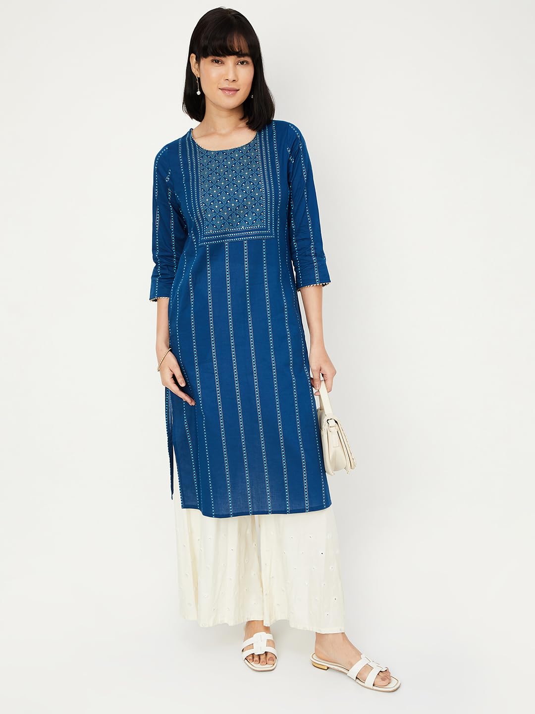 Max Women Cotton Regular Fit Kurta (PCPKFE24NABLUE_Blue, 2XL)