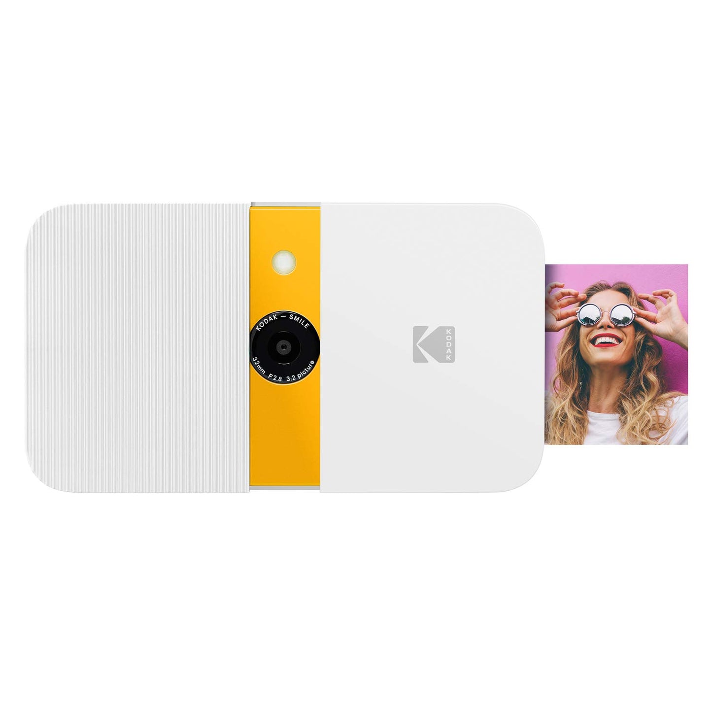 KODAK Smile Instant Print Digital Camera - Slide-Open 10MP Camera w/2x3 Zink Paper, Screen, Fixed Focus, Auto Flash & Photo Editing - White/Yellow