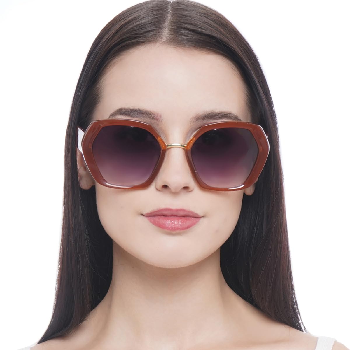 Carlton London Brown & Gold Toned UV Protected Oversized Sunglasses For Women