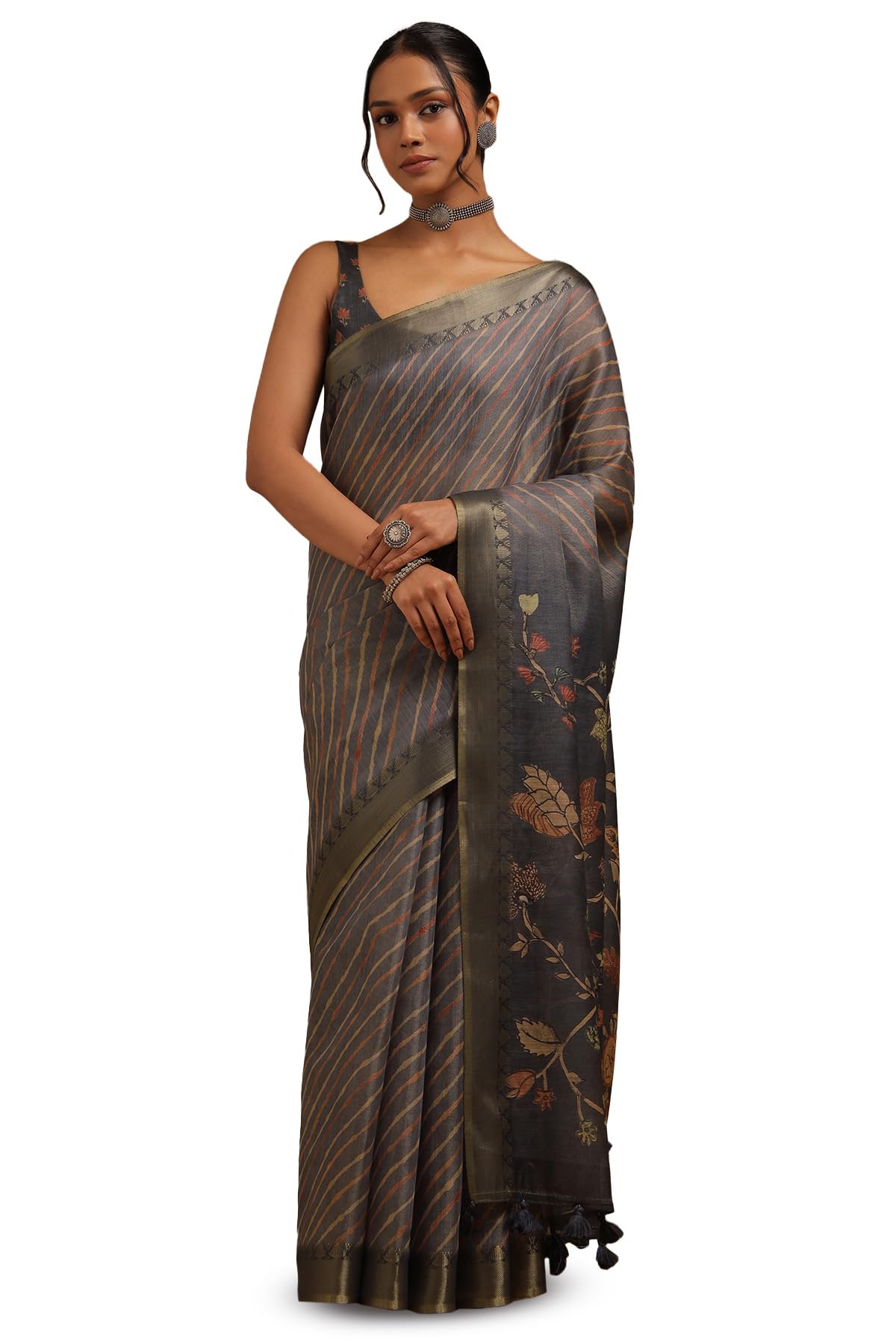 Soch Womens Linen Leheriya Print Saree
