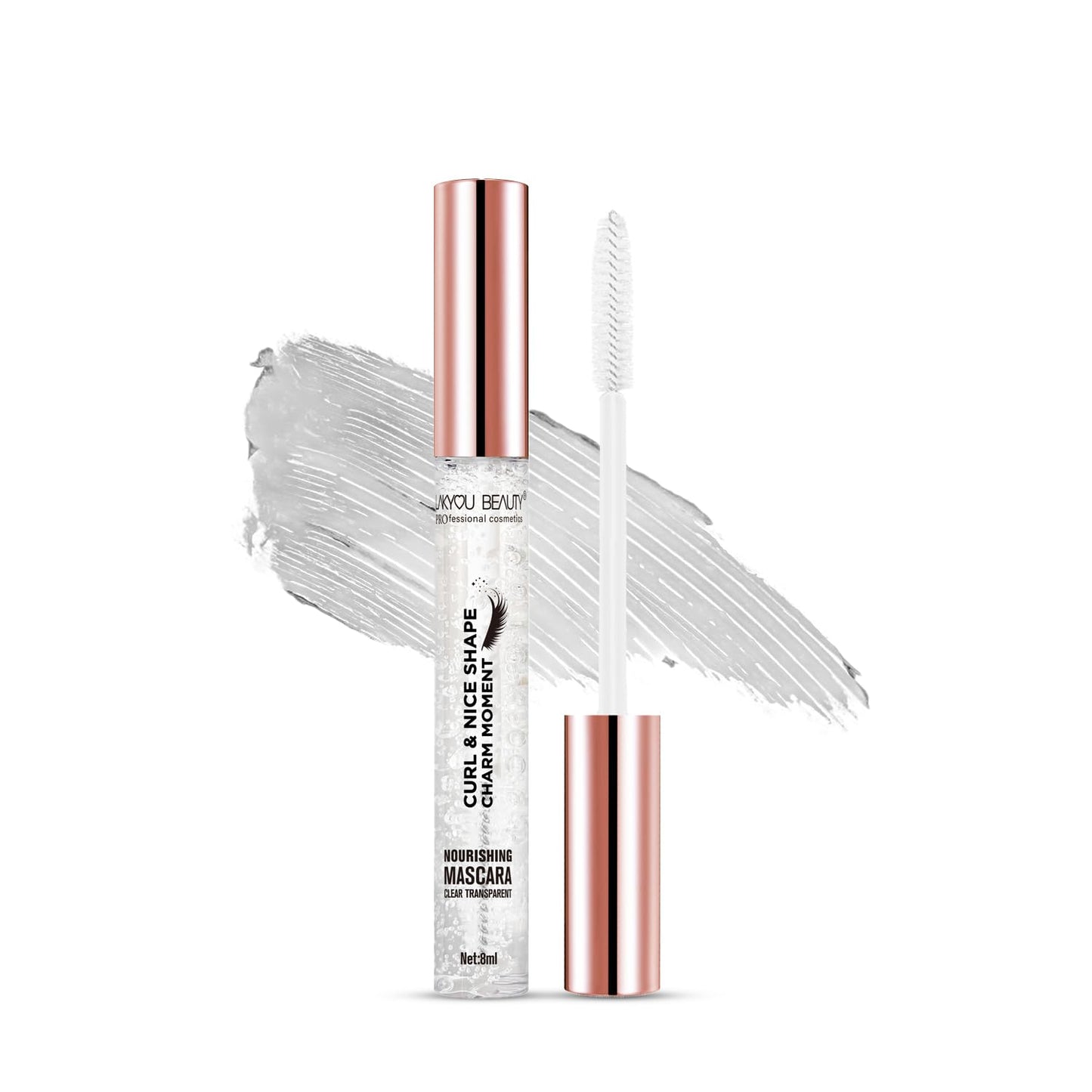 Lakyou Beauty Curl & Nice Shape Charm Moment Transparent Mascara | Smudge Proof | Waterproof | Volumizing, Lengthening, Clear & Long Lasting | Curls Lashes | Set Brows | Highly Pigmented | For All Skin Types | 8ml