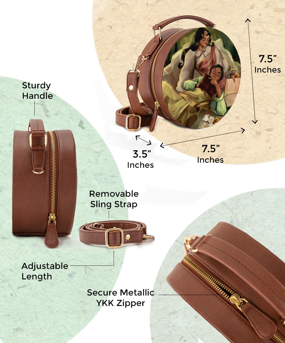 Kalankit Round Sling Bag for Women | Lightweight Vegan Leather Crossbody | Stylish Compact Purse | Crossbody Bags for Women | Valentine Gift for Her | The Mood Of Autumn
