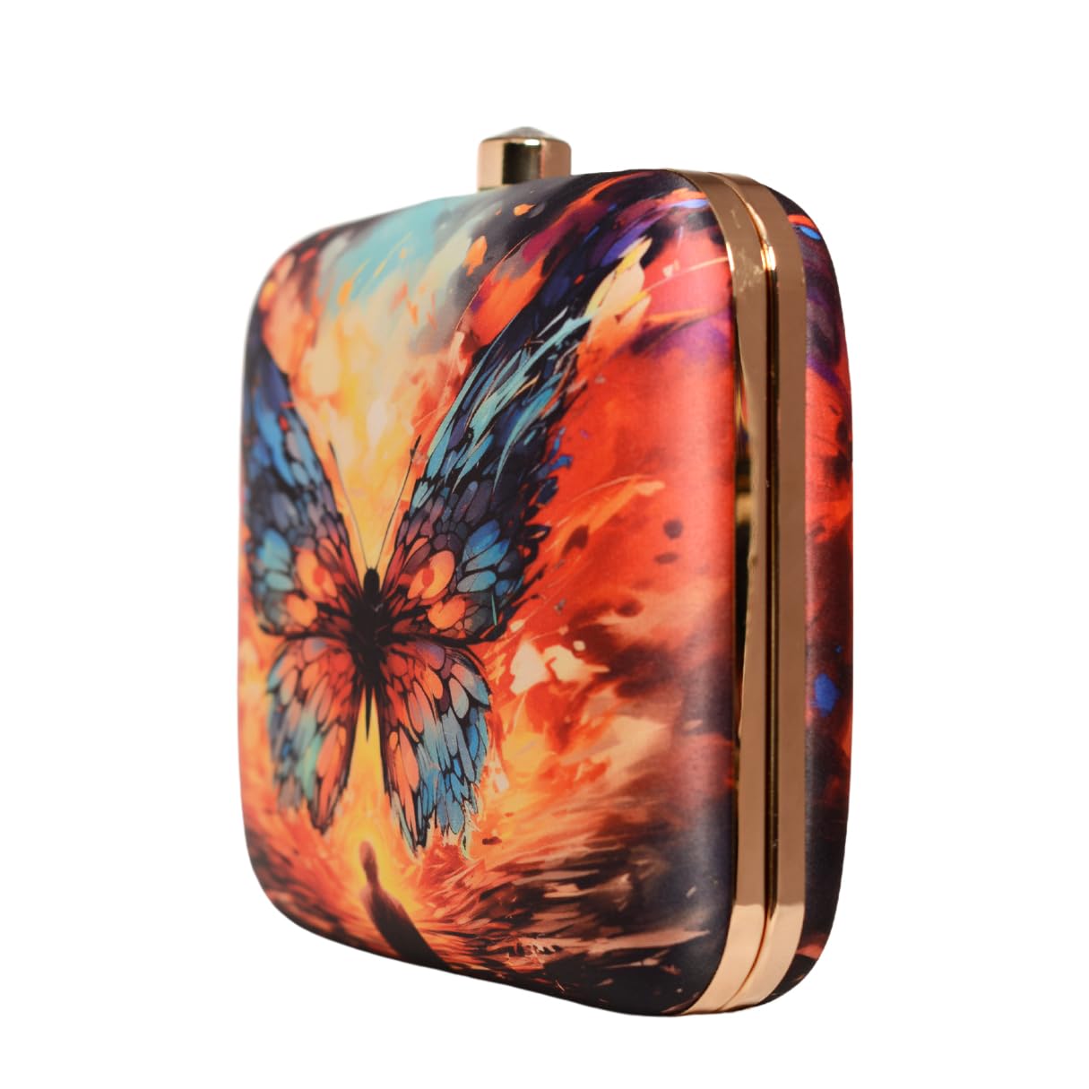 Artklim Multicoloured Butterfly Printed Clutch