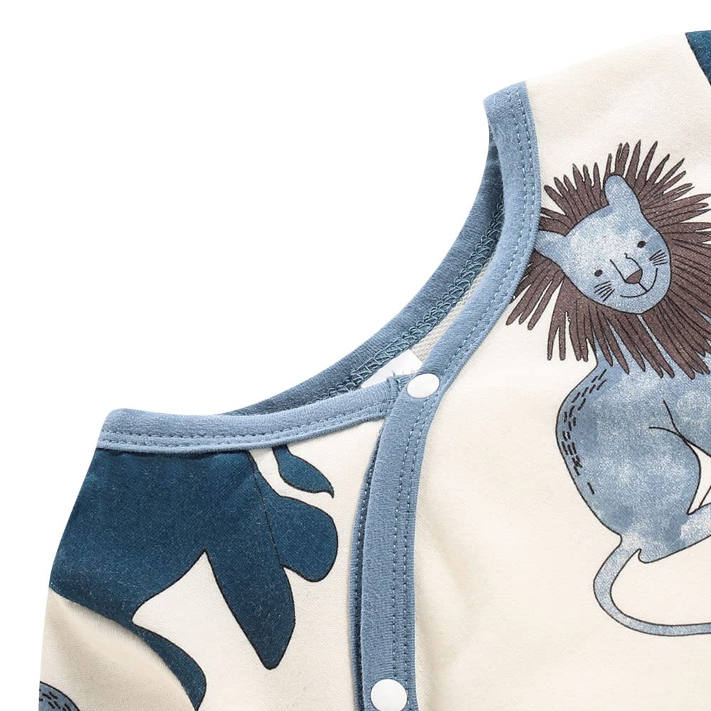 Hopscotch Boys Animal Print Full-Sleeve Bodysuit In Multi Color for Ages 0-3 Months