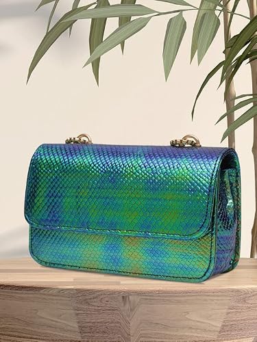 MINI WESST Women's Textured Green Synthetic Leather Sling Bag for Office, College and Party (MWHB099GR)