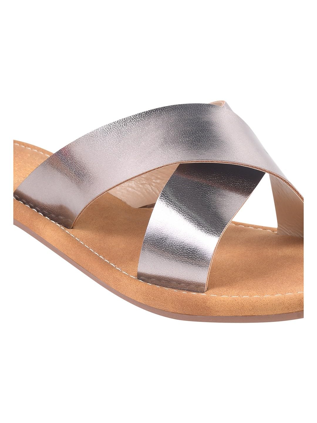 GLEMATOZ Women?s Grey Flat Sandals with Lightweight Non-Slip Sole || Perfect for Everyday Footwear, Beach & Vacation EU40