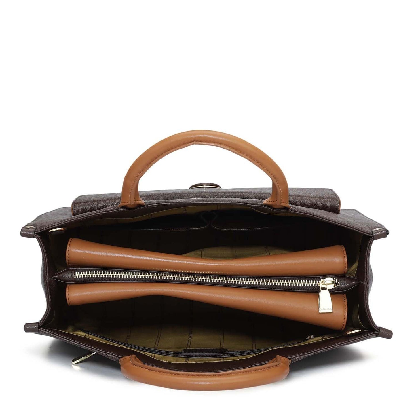 Da Milano Leather Satchel Bag for Women - Brown