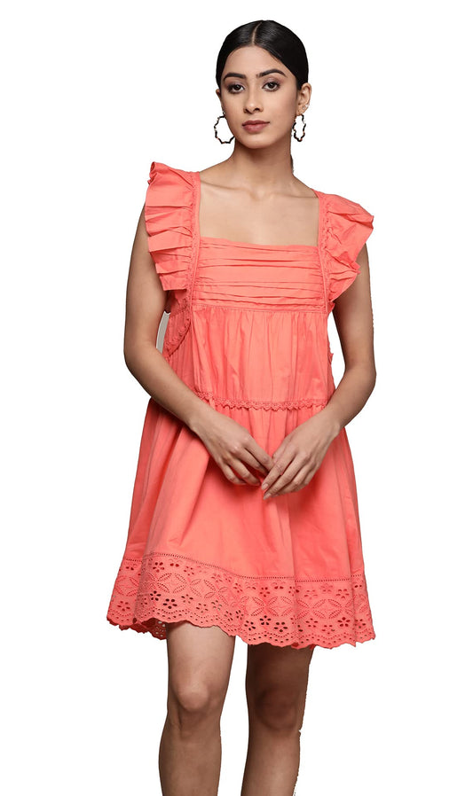 Label RITU KUMAR Coral Solid Short Dress
