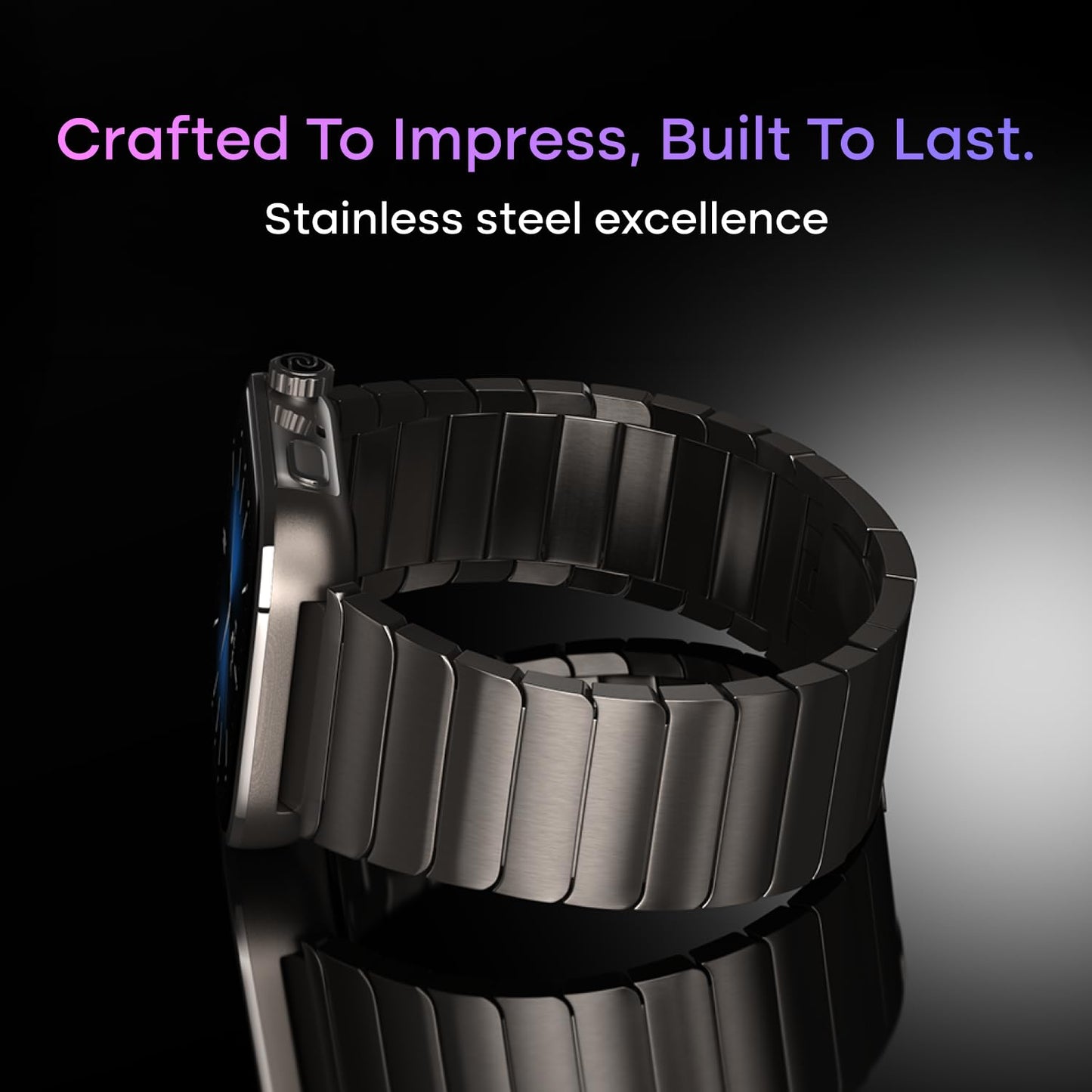 Noise Pro 6 Max Smart Watch:Intelligent AI, Endless AI Watch Faces, AI Companion, 1.96” AMOLED, Stainless Steel Build, Built-in GPS, 5 ATM, EN2 Processor, for iOS & Android(Chrome Black)