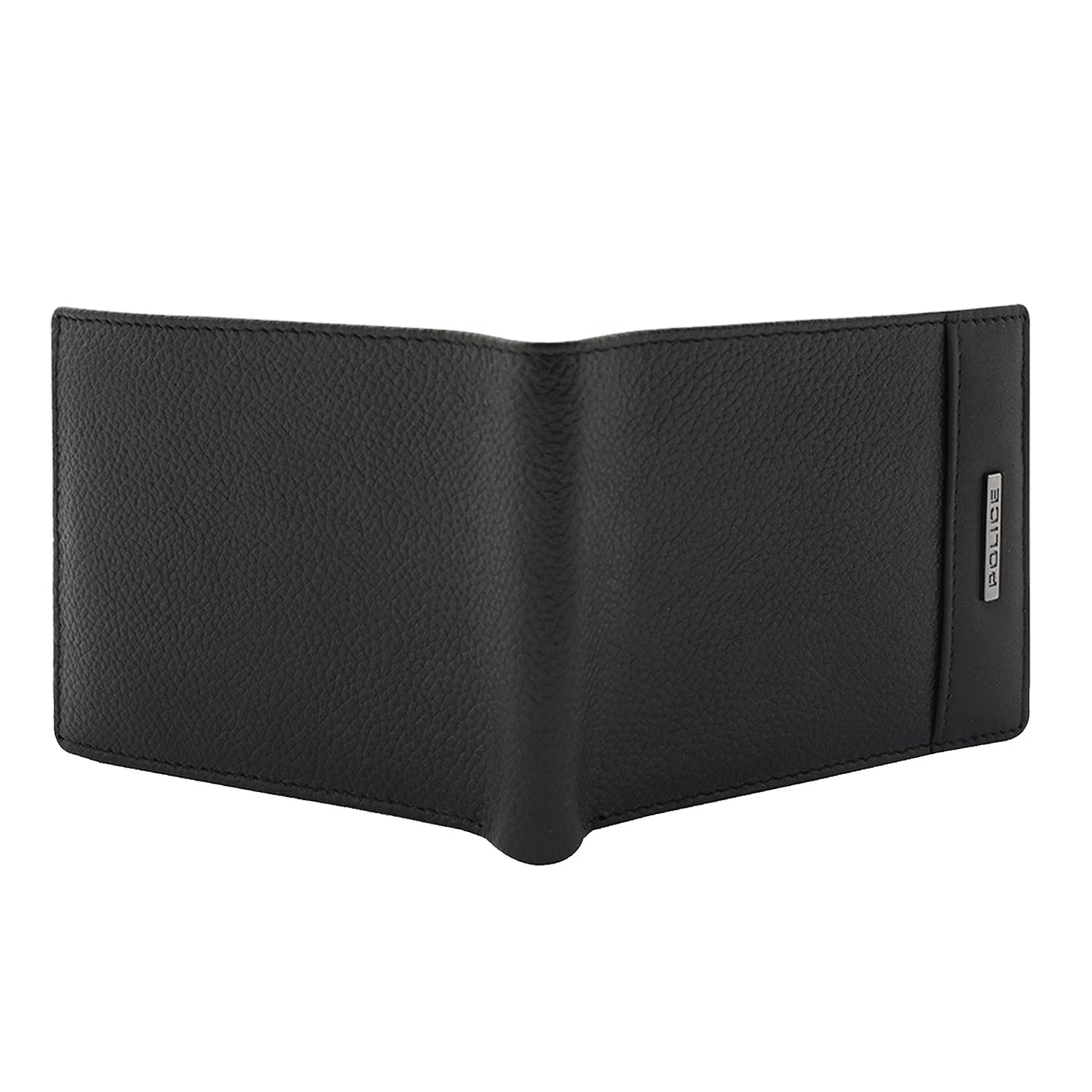 Police Waterline Men's Leather RFID Credit Card Wallet - Black