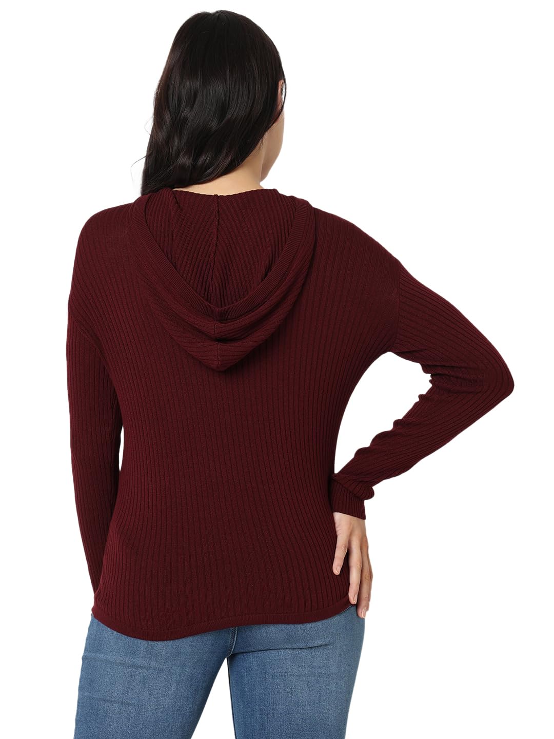 VERO MODA Women's Viscose Casual Pullover Sweater (10313174-Tawny Port_Tawny