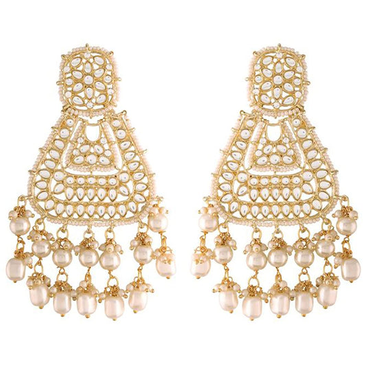 Peora Gold Plated Kundan Chandbali Earrings Glided With Kundans & Pearls for Women