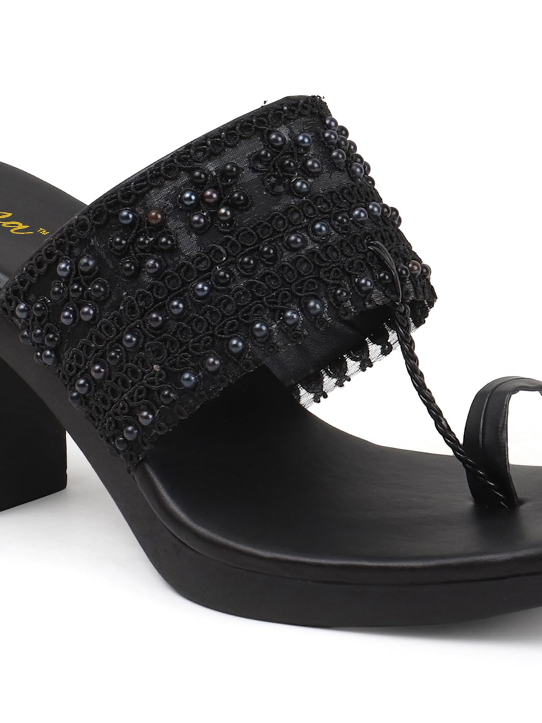SVYA, Women Stylish Block heel Sandals For Casual Wear, Comfort Sandal for girls (Black, UK Footwear Size System, Adult, Women, Numeric, Narrow, 6)