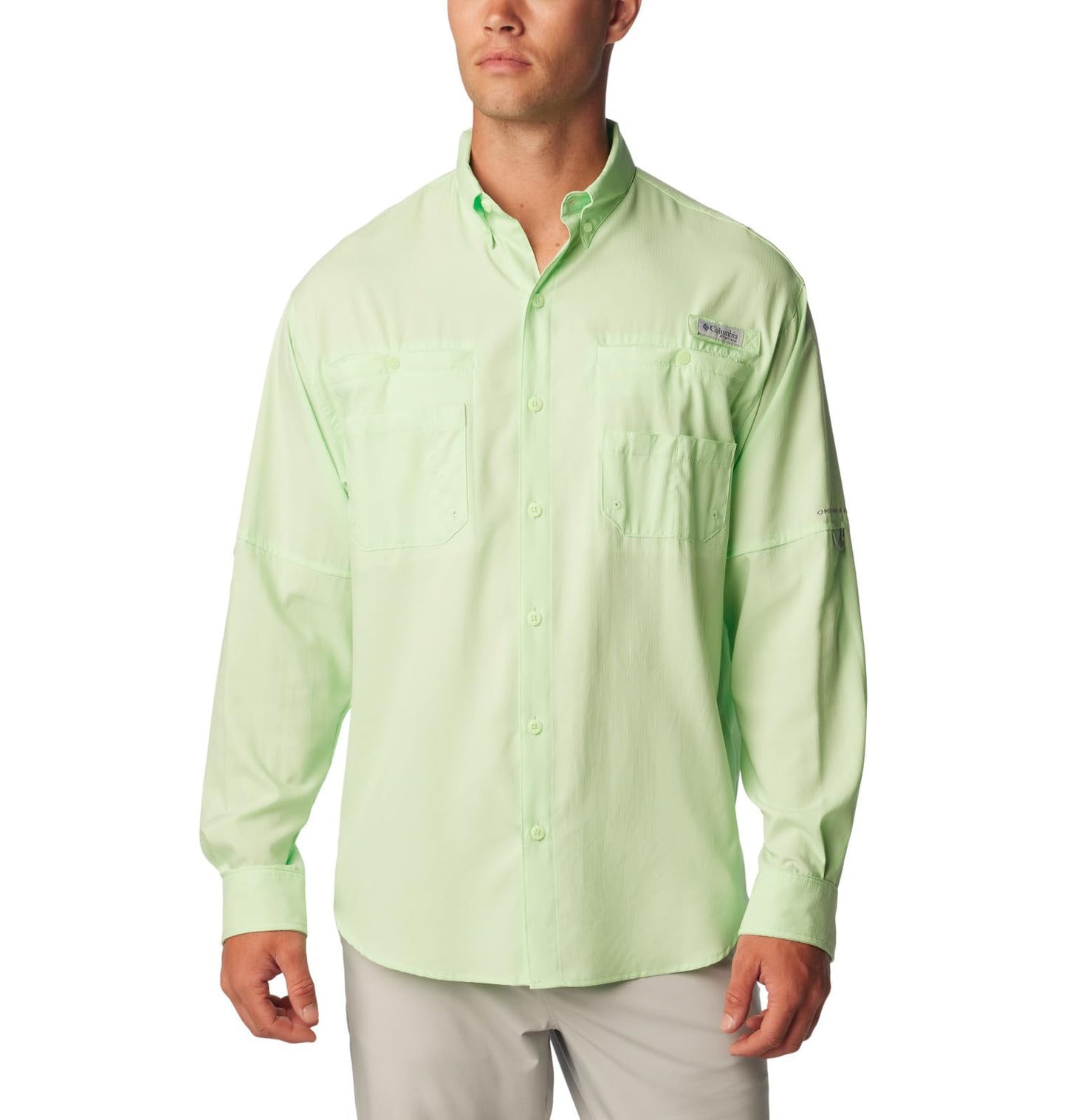 Columbia Men's Plain Loose Fit Synthetic Casual Shirt (FM7253-100_White_Large)
