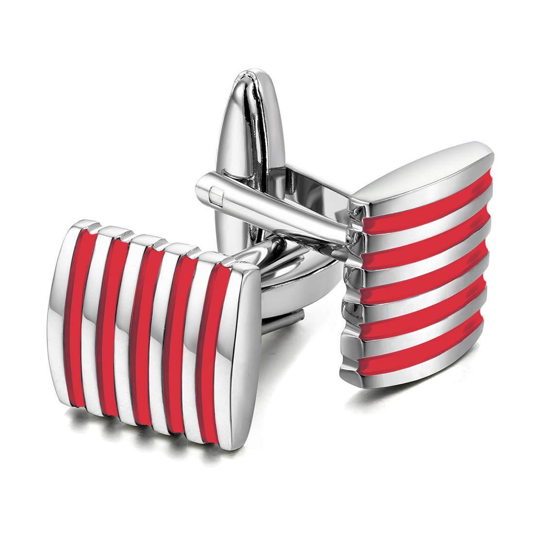 Peora Red Non-Precious Metal Unique Shirt Cufflinks for Men