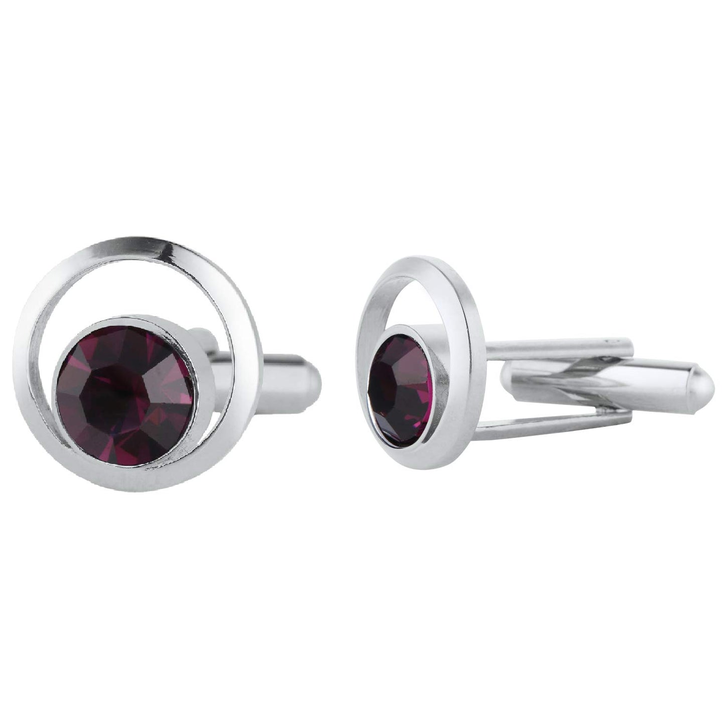TRIPIN Cufflinks For Men Brass Silver See Through Cufflinks With Purple Stone In A Gift Box Tjhogold1878 Tjhosil1884