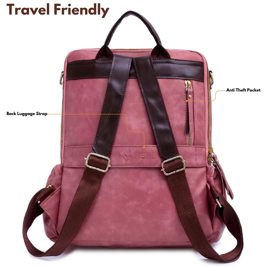 VISMIINTREND Leather Backpacks Bags for Women/Girls Stylish | Shoulder Bag | Sling | Ladies Purse | Office | Travel | College | Daily | Convertible | 14" Laptop | Birthday | Rakhi Gifts for Sisters