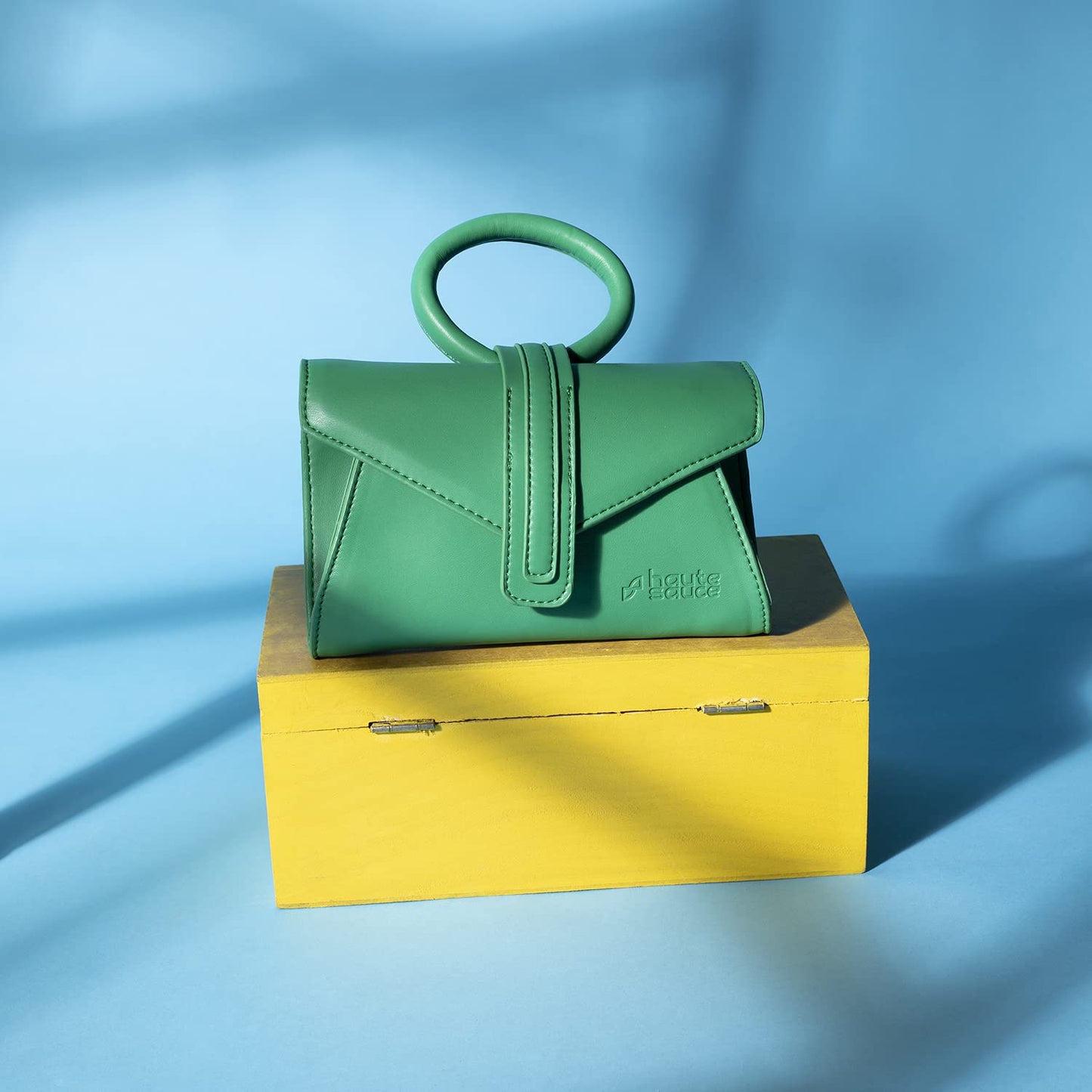 Haute Sauce Solid green handbag with a flap (HSHB1242)