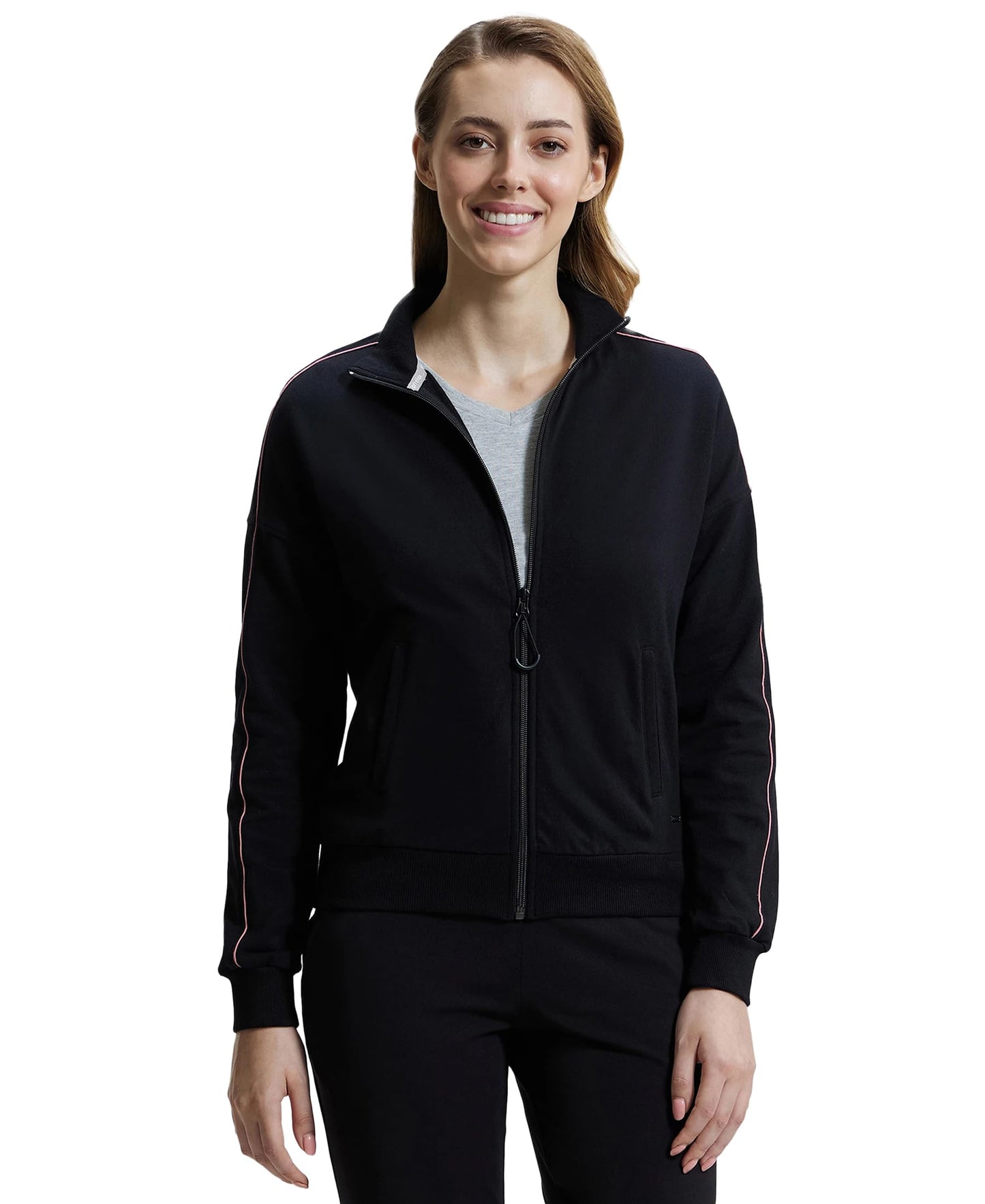 Jockey Women's Regular fit Jacket with Ribbed cuff and hem A111_Black_XL