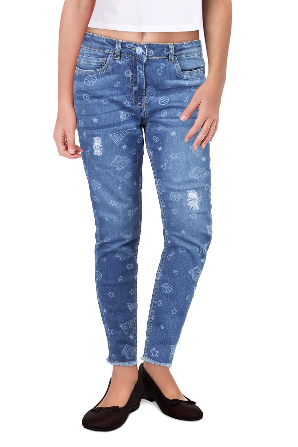 Allen Solly Girl's Skinny Jeans (AGDNESKFH34195_Blue_11-12 Years)
