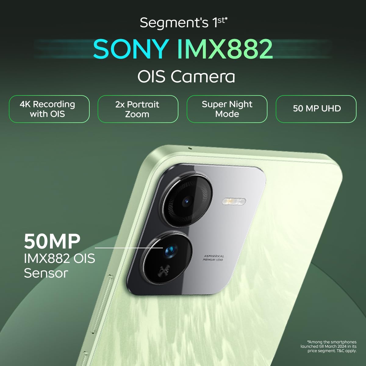 iQOO Z9 5G (Brushed Green, 8GB RAM, 128GB Storage) | Dimensity 7200 5G Processor | Sony IMX882 OIS Camera | 120Hz AMOLED with 1800 nits Local Peak Brightness | 44W Charger in The Box