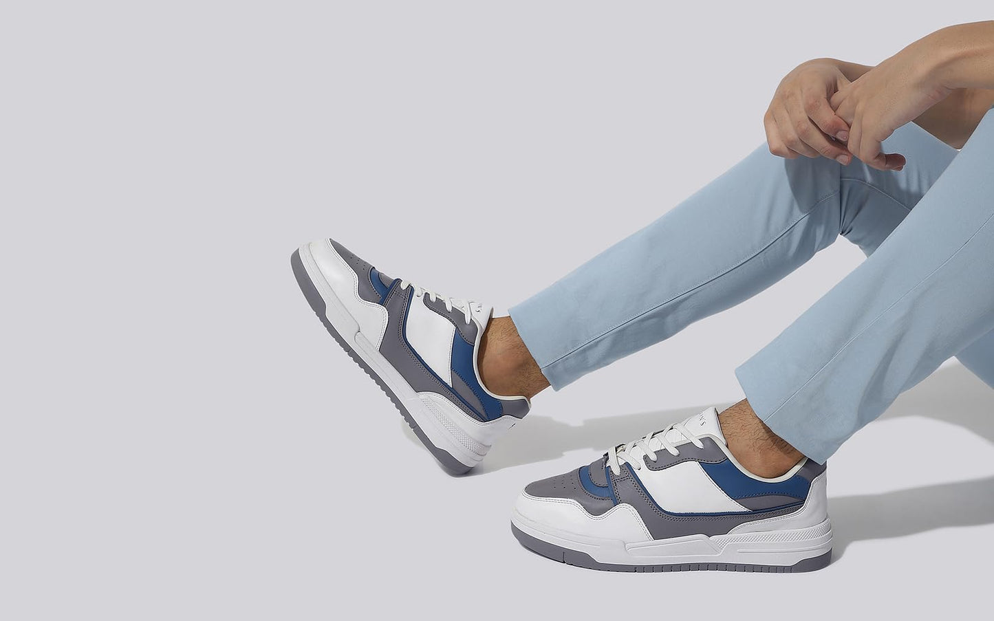 Neeman's The White Pop Sneakers for Men | Comfortable & Flexible EVA Sole | Grey/Blue UK9