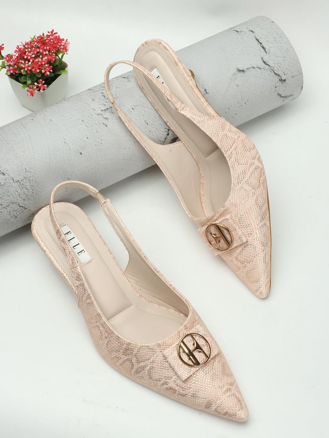 ELLE Women's Backstrap Sandals Colour-Rose Gold, Size-UK 4