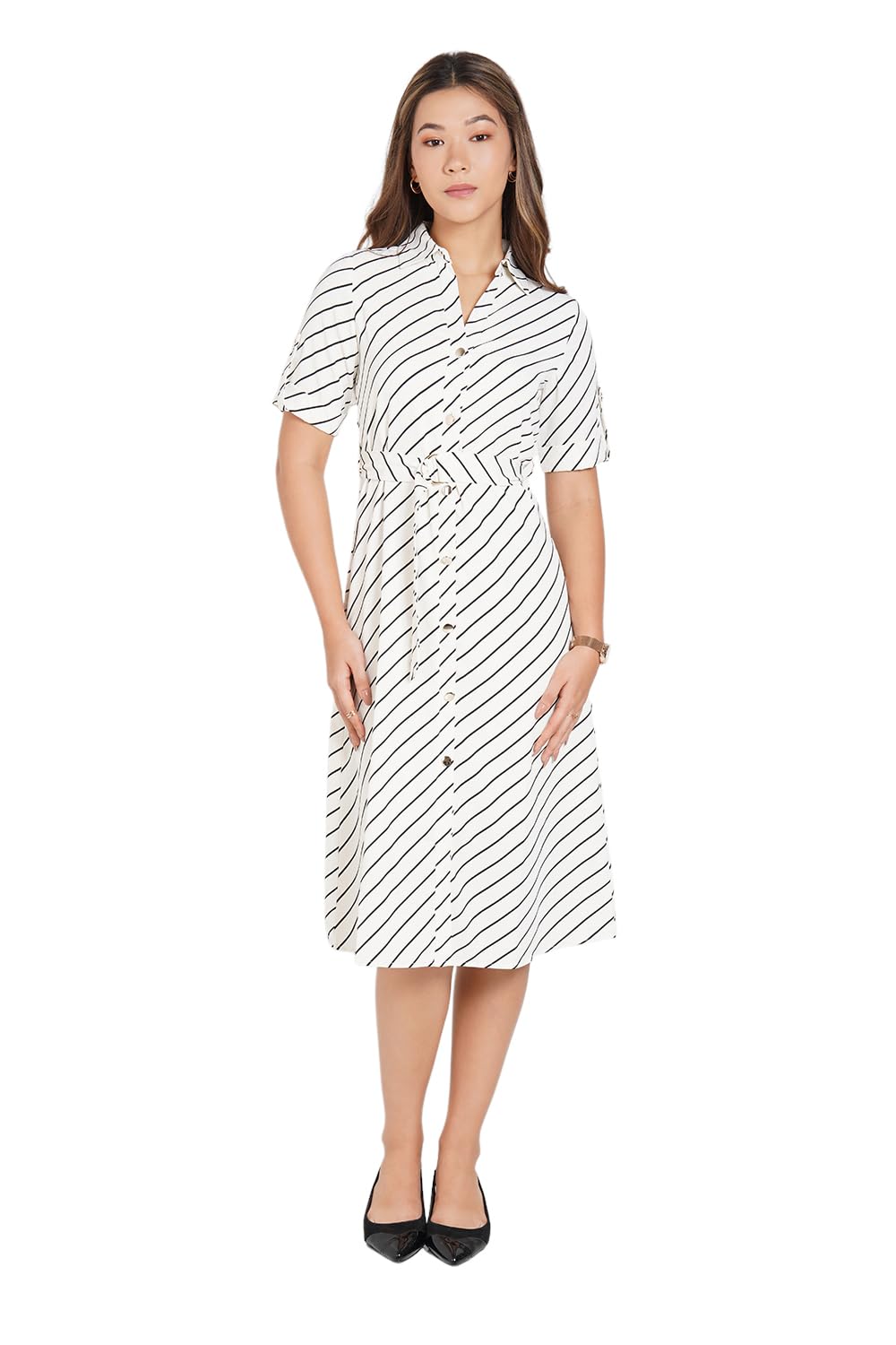 Annabelle by Pantaloons Women's Polyester Blend Classic Mid-Calf Length Dress