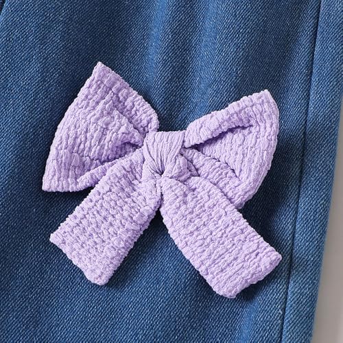 Hopscotch Girls Lavender Full Sleeves 2-Pc Cherry Applique Jeans Set For Age (2-3 Years)