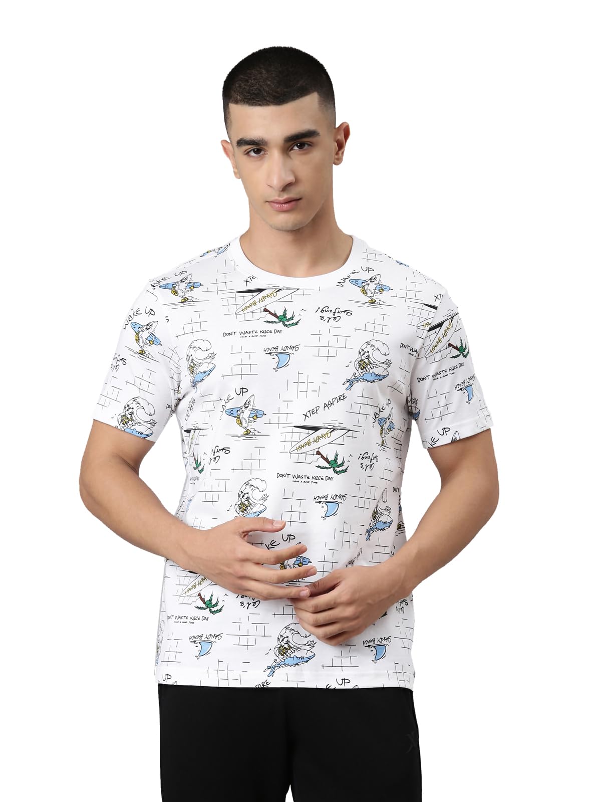 XTEP Men Lgnite Youth White Casual T-Shirt-L