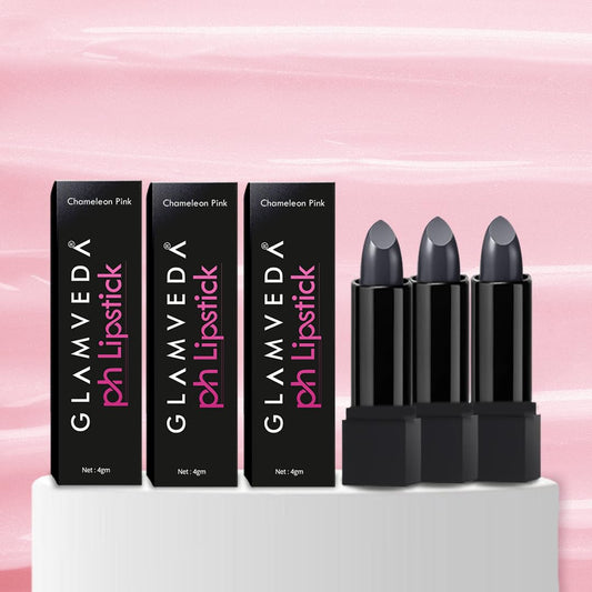 Glamveda Ph Lipstick (Pack of 3) | Color Changing Black Lipstick With Glossy Pink Payoff | Long Lasting Nourishment, SPF 10, Enriched With Vitamin E & Jojoba Oil| Vegan & Paraben Free | 4 gm